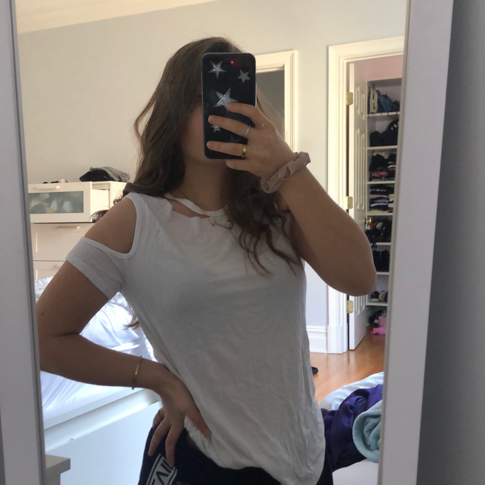 Intrigue White Cold Shoulder Top